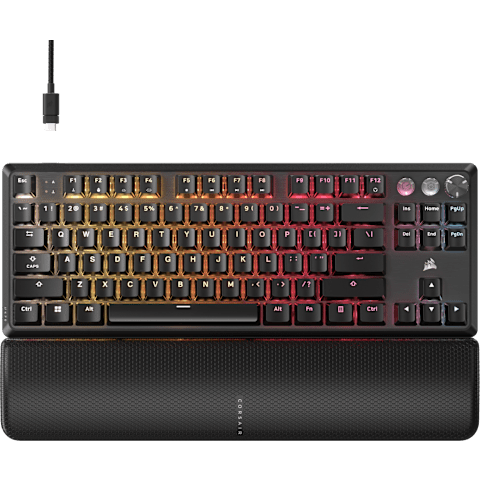 Corsair K70 Pro Tkl High-Performance Hall Effect Programmable Gaming Keyboard with Rapid Trigger, цвет: Чёрный