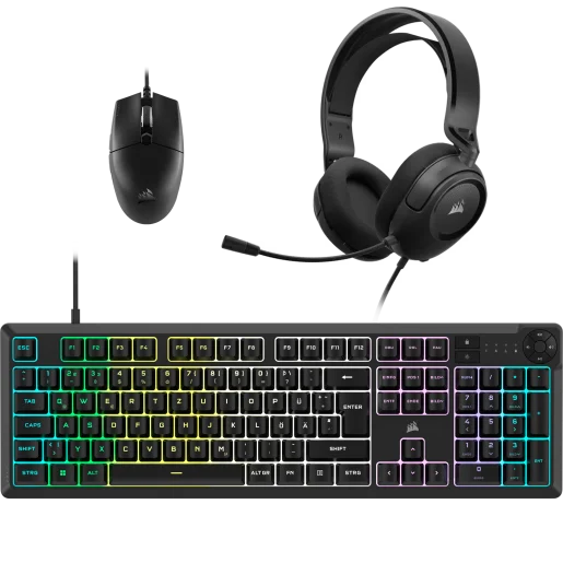 Corsair Gaming All-In-One Starter Paket: K55 Core Tastatur, Katar Pro XT Maus und HS35v2 Headset