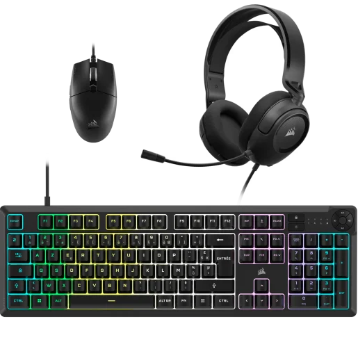 Pack Gaming de démarrage tout-en-un CORSAIR - Clavier K55 CORE, Souris KATAR PRO XT et casque HS35 v2
