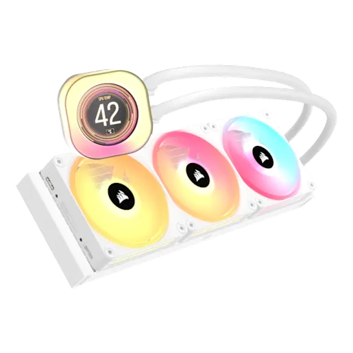 CORSAIR iCUE LINK TITAN 360 QX LCD Liquid CPU Cooler Combo - White
