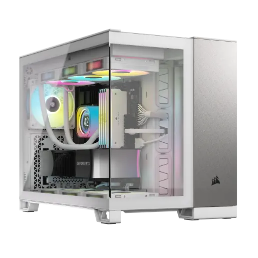 CORSAIR 2500X Micro ATX Dual Chamber PC Case - White/Satin Gray Aluminum
