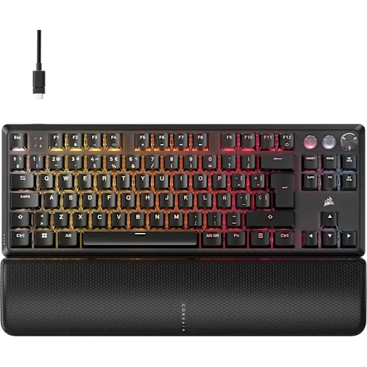 CORSAIR Teclado para juegos programable de alto rendimiento con efecto Hall y Rapid Trigger K70 PRO TKL (ES)