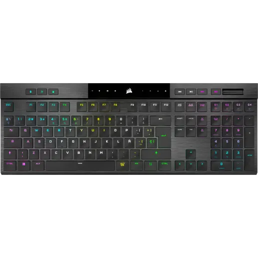 CORSAIR Teclado mecánico para juegos RGB ultradelgado K100 AIR WIRELESS, interruptores de teclas táctiles CHERRY MX Ultra Low Profile