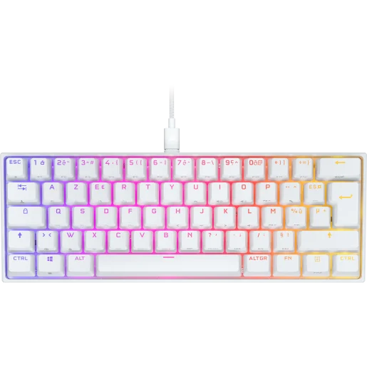 CORSAIR Clavier gaming mécanique K65 RGB MINI 60% - CHERRY MX Red - Blanche