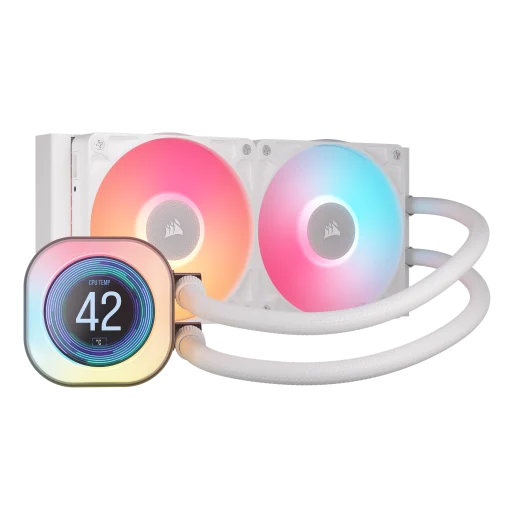 CORSAIR iCUE LINK TITAN 240 RX LCD Liquid CPU Cooler - White