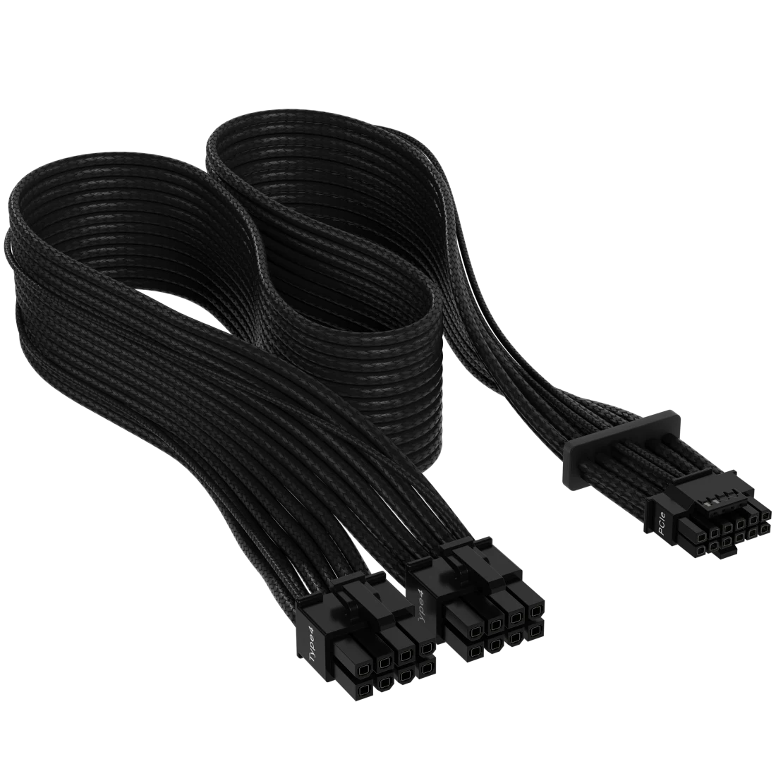 Premium Individually Sleeved 12+4pin PCIe Gen 5 12VHPWR 600W cable, Type 4, BLACK