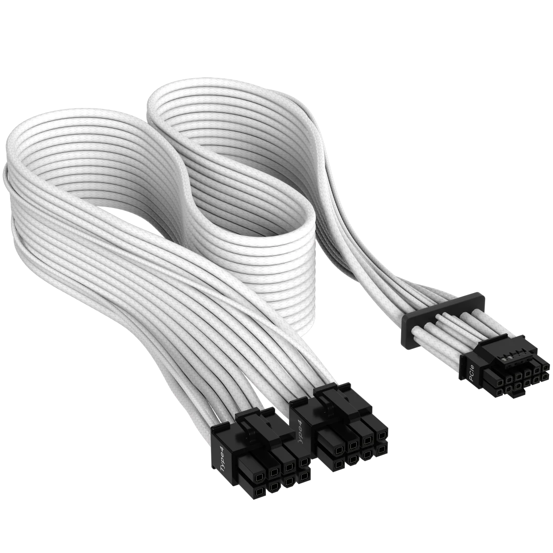 Premium Individually Sleeved 12+4pin PCIe Gen 5 12V-2x6 600W cable, Type 4, WHITE