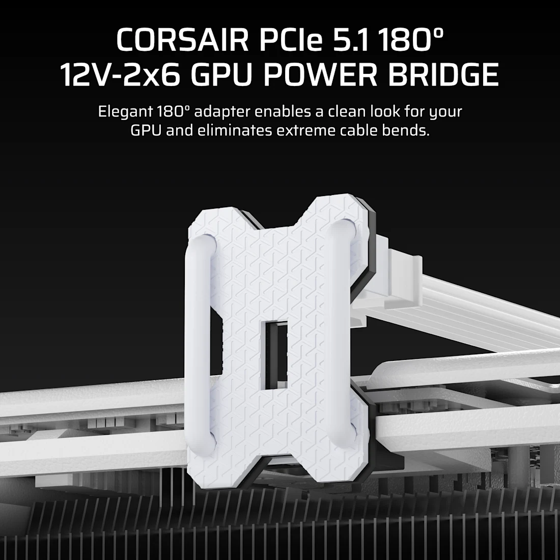 PCIe 5.1 180° 12V-2x6 GPU Power Bridge Style B - White - Thumbnail 5