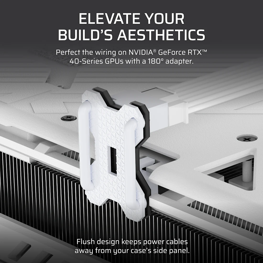 PCIe 5.1 180° 12V-2x6 GPU Power Bridge Style B - White - Thumbnail 3