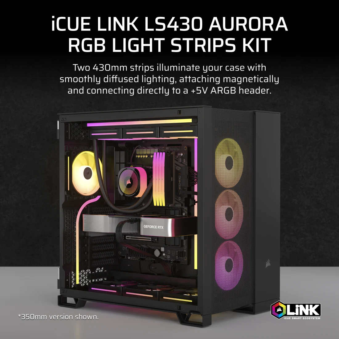 iCUE LINK LS430 Aurora RGB Light Strips - Thumbnail 5