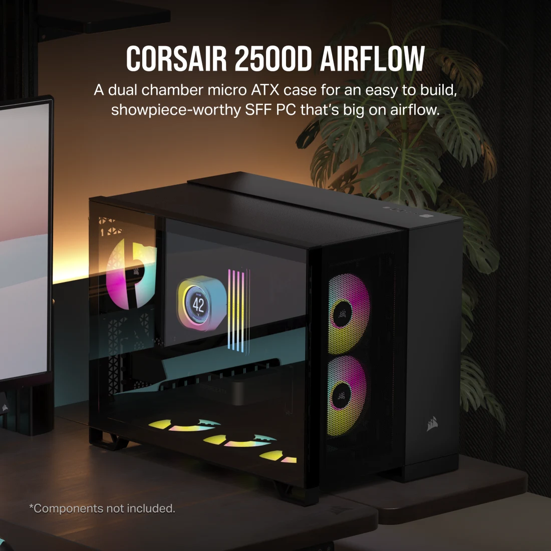 2500D AIRFLOW Mid-Tower Dual Chamber PC Case - Black