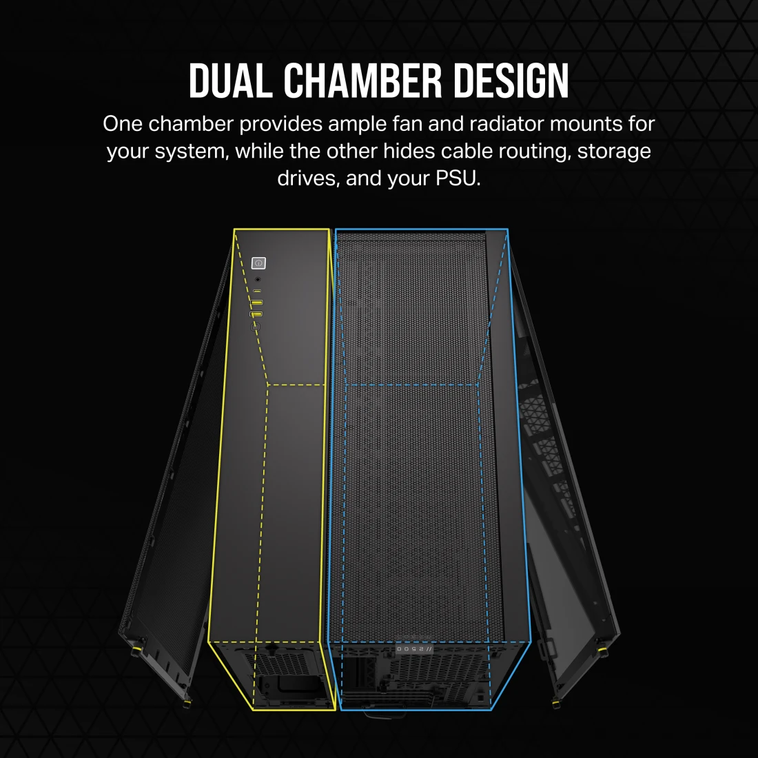 2500D AIRFLOW Mid-Tower Dual Chamber PC Case - Black