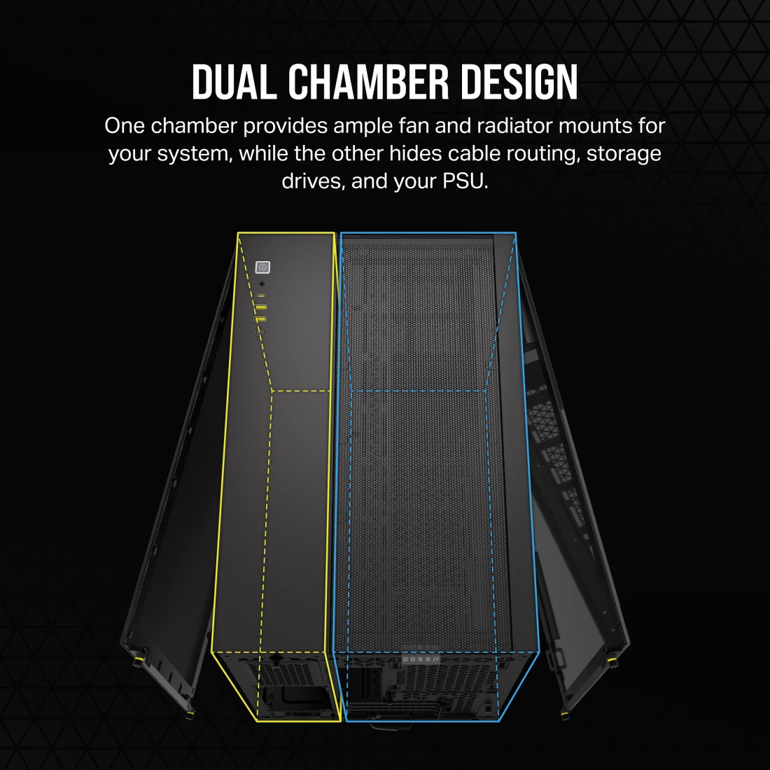 2500X Mid-Tower Dual Chamber PC Case - Black