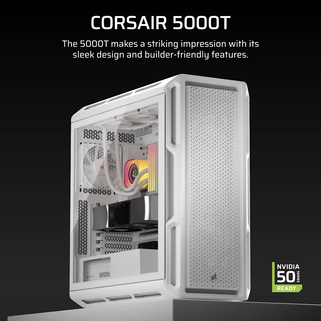 5000T Mid-Tower High-Performance PC Case - White