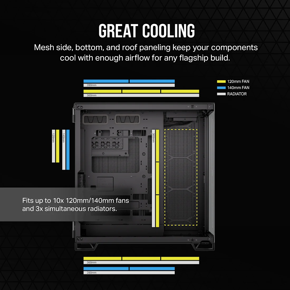 6500X Mid-Tower Dual Chamber PC Case - Black