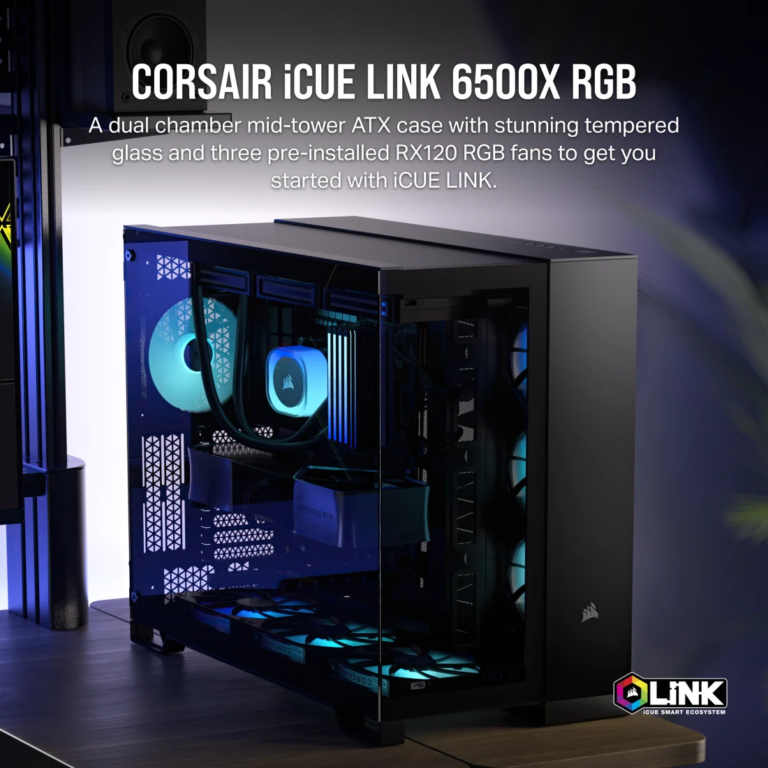 iCUE LINK 6500X RGB Mid-Tower ATX Dual Chamber PC Case - Thumbnail 4