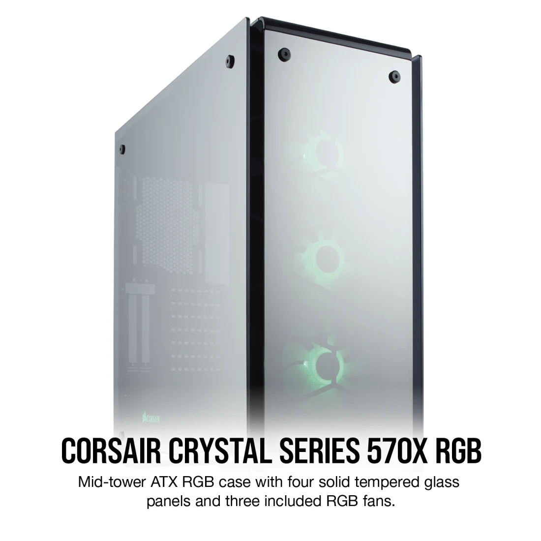 Crystal 570X RGB Mirror Black Tempered Glass, Premium ATX Mid-Tower Case