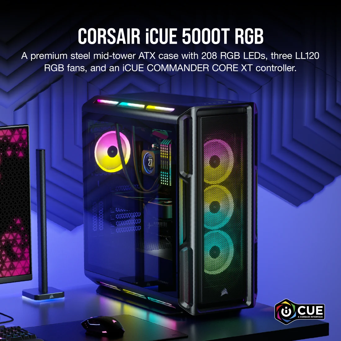 iCUE 5000T RGB Tempered Glass Mid-Tower ATX PC Case — Black