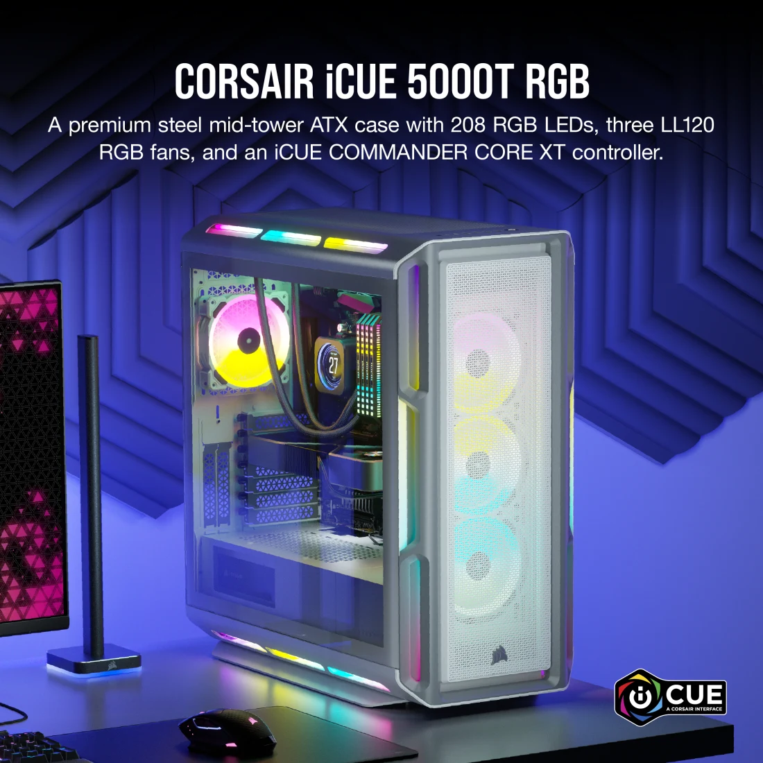 iCUE 5000T RGB Tempered Glass Mid-Tower ATX PC Case — White