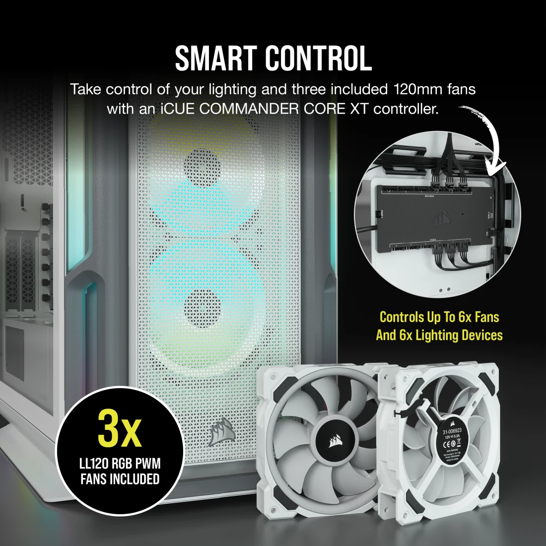 iCUE 5000T RGB Tempered Glass Mid-Tower ATX PC Case — White
