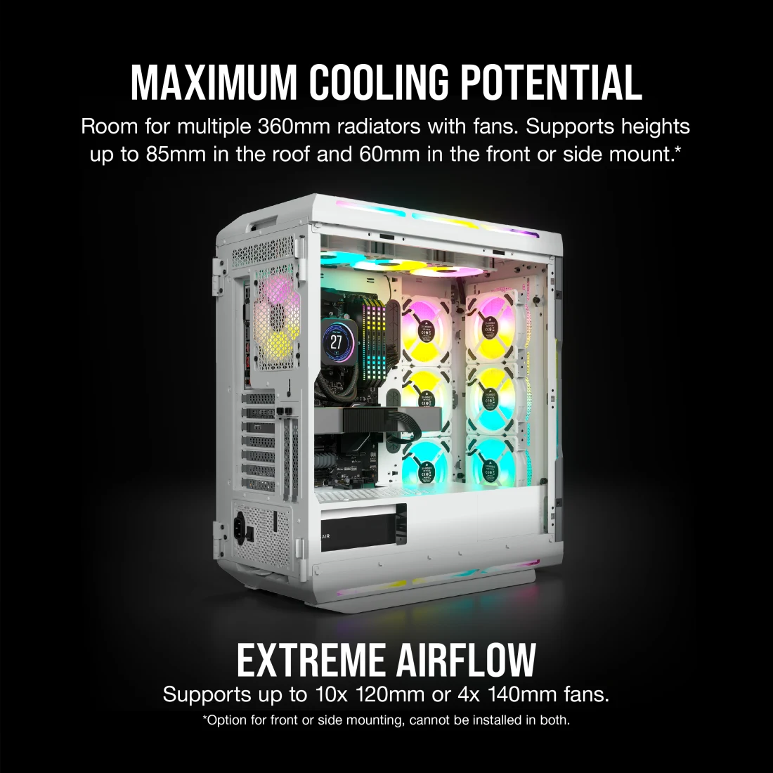 iCUE 5000T RGB Tempered Glass Mid-Tower ATX PC Case — White