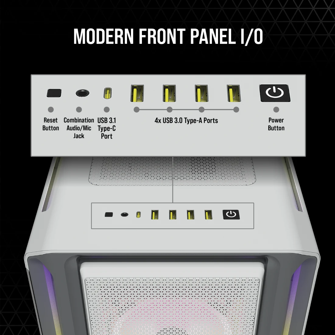 iCUE 5000T RGB Tempered Glass Mid-Tower ATX PC Case — White