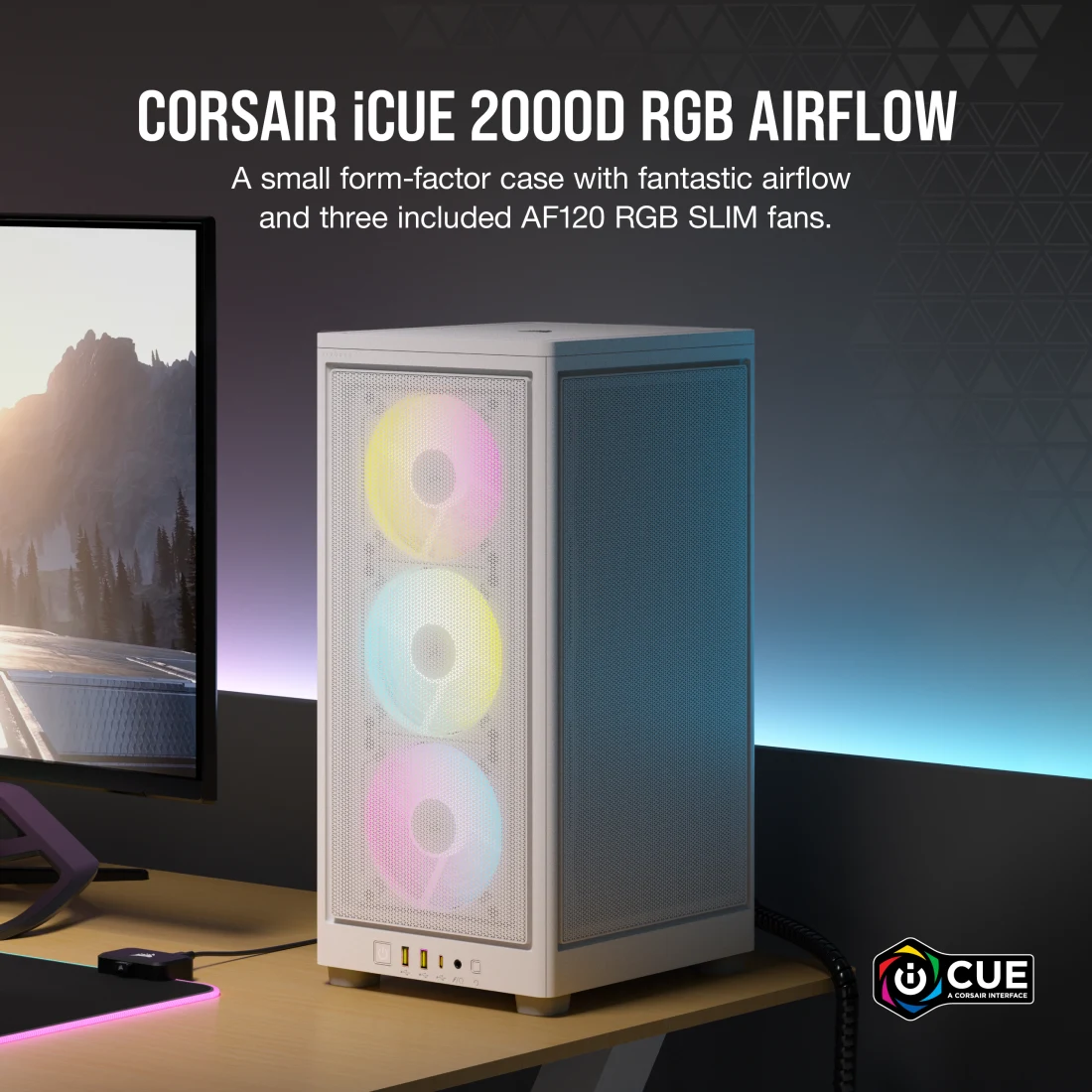 Chasis para PC Mini-ITX 2000D RGB AIRFLOW, blanco