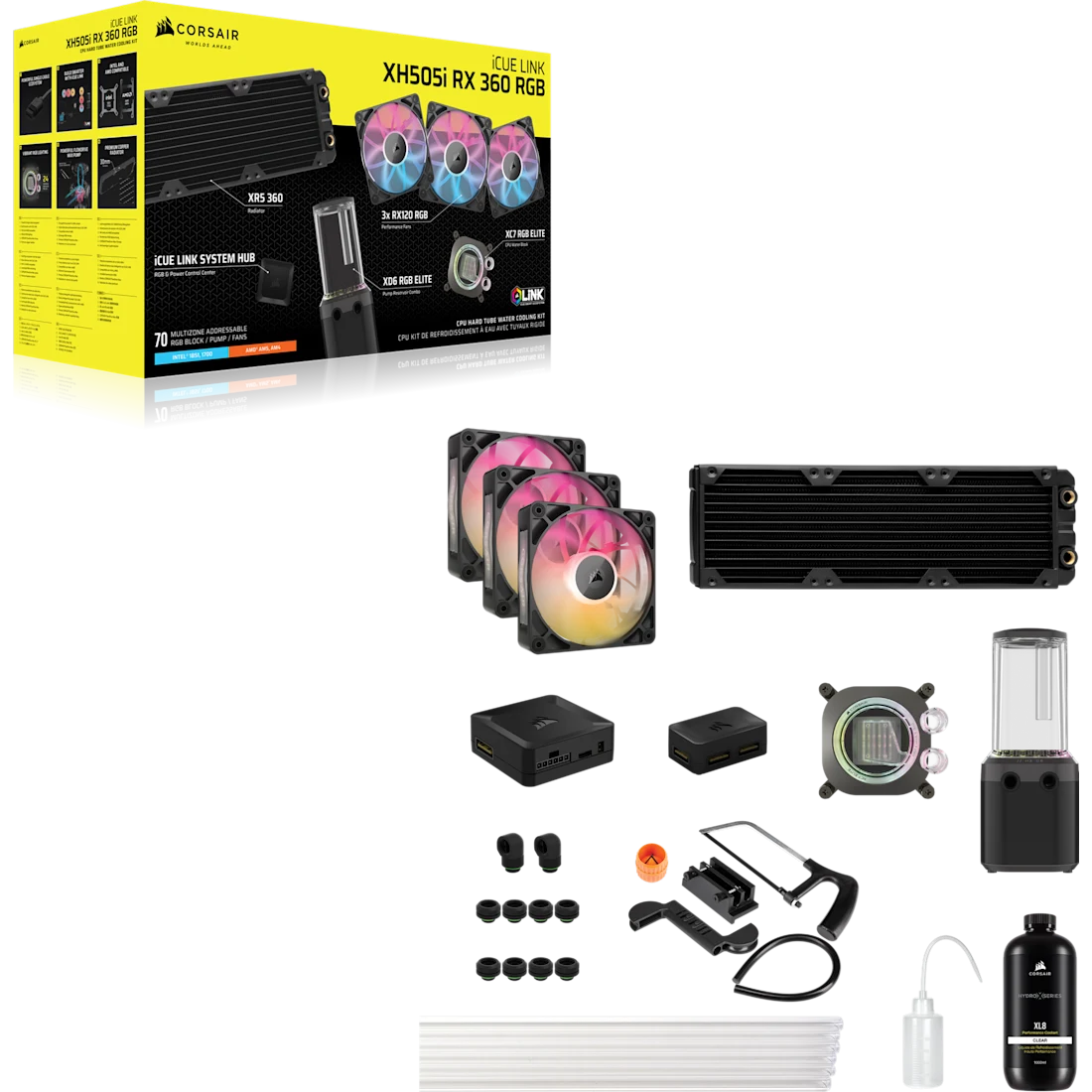 HYDRO X SERIES iCUE LINK XH505i RX 360 RGB Custom Cooling Kit - Thumbnail 5