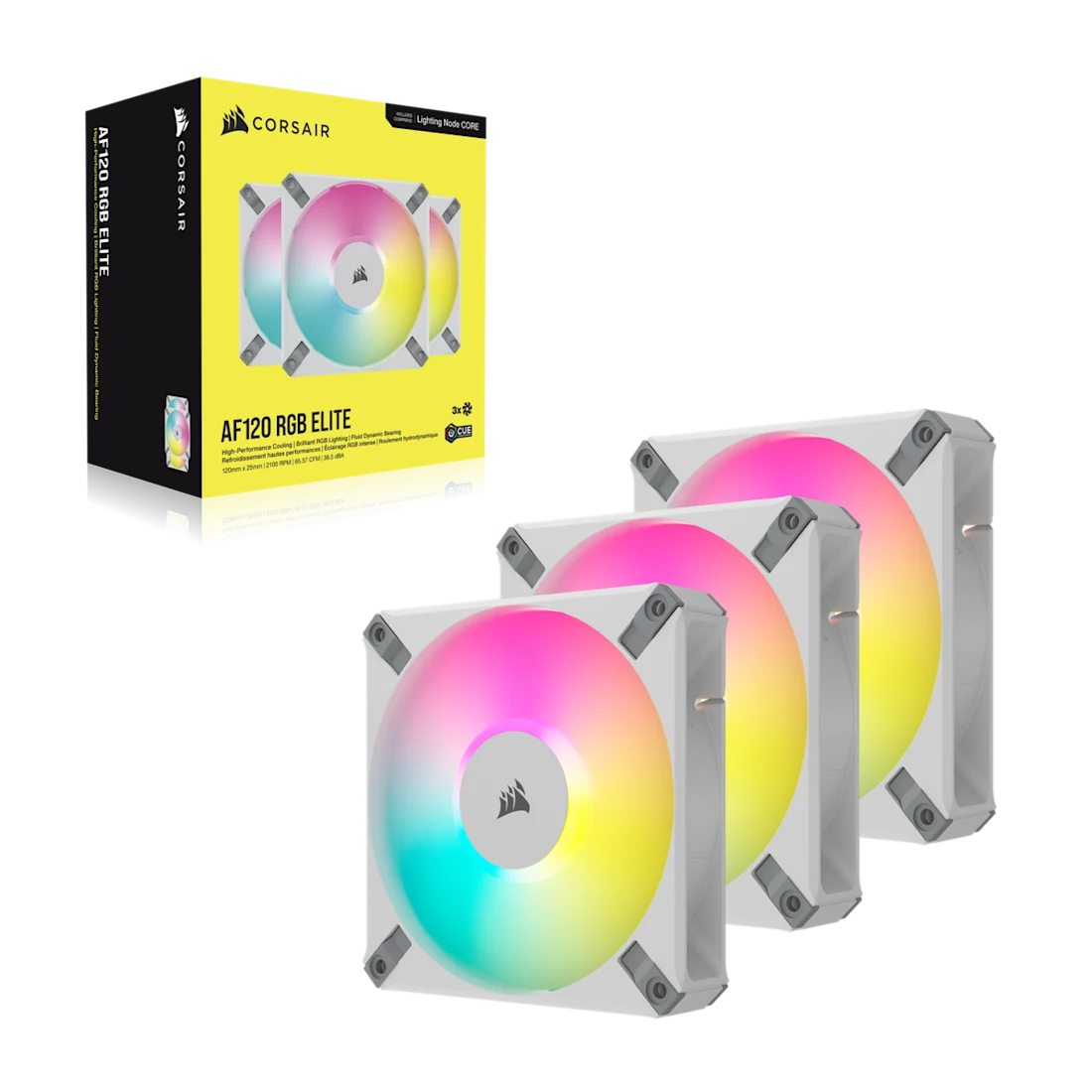 iCUE AF120 RGB ELITE 120mm PWM Triple Fan Kit - White