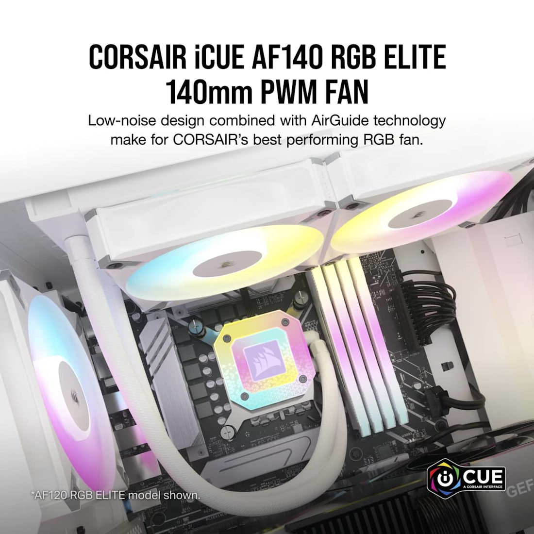 iCUE AF140 RGB ELITE 140mm PWM Fan - White - Thumbnail 2