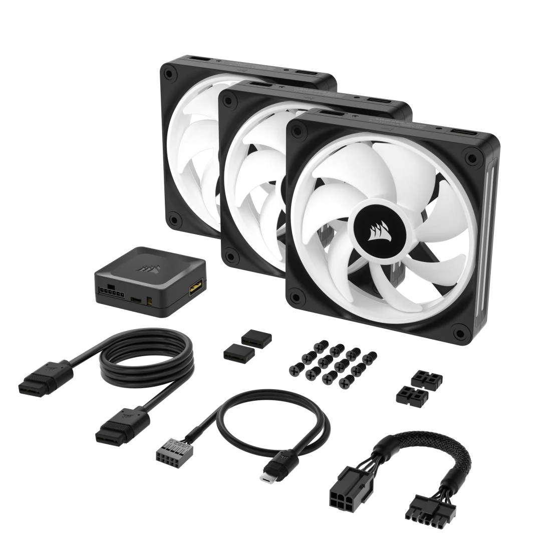 Corsair QX120 RGB Triple iCUE LINK 120mm PWM PC Fans Starter Kit with iCUE LINK System Hub - Thumbnail 2