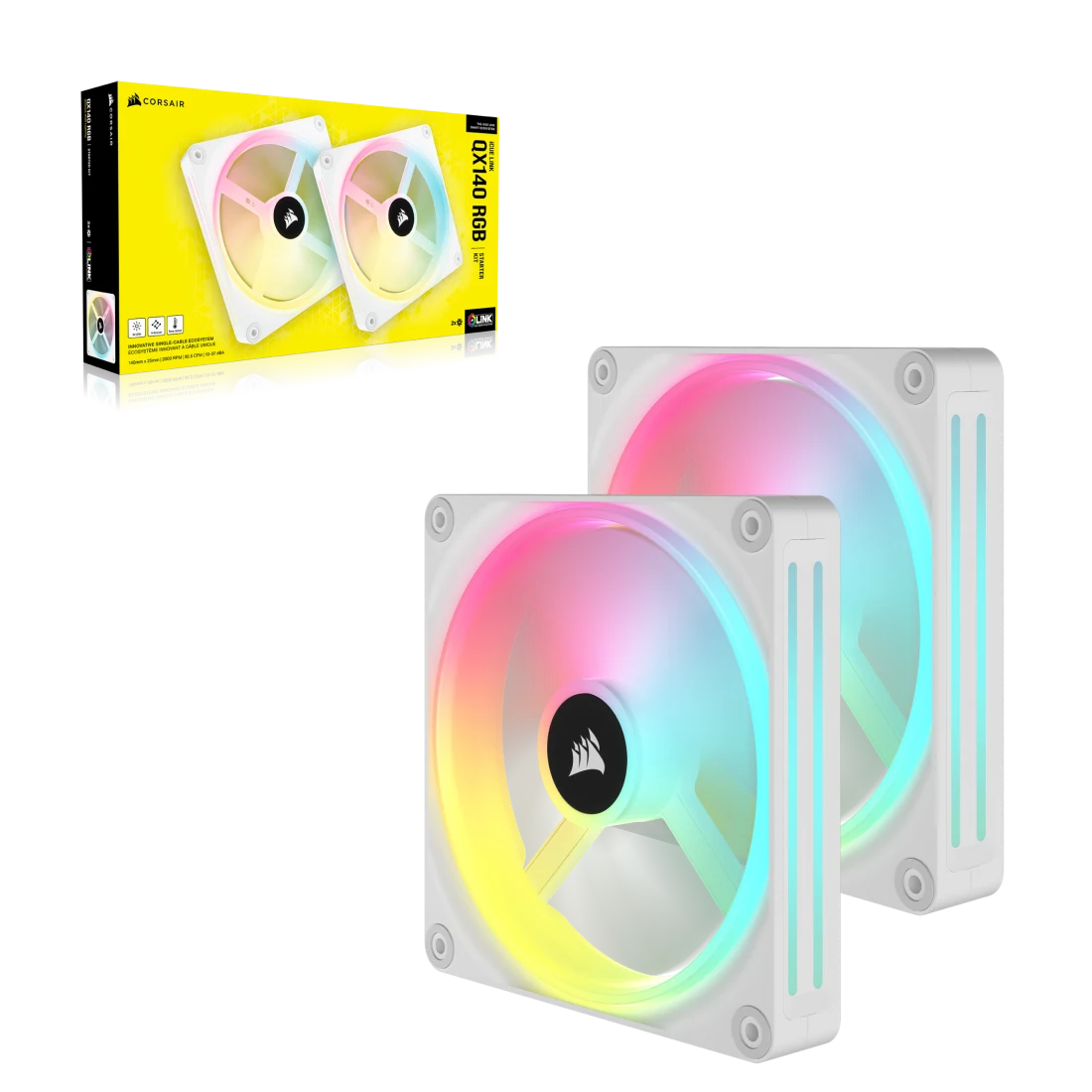 Corsair QX140 RGB Dual iCUE LINK 140mm PWM PC Fans Starter Kit - Thumbnail 2