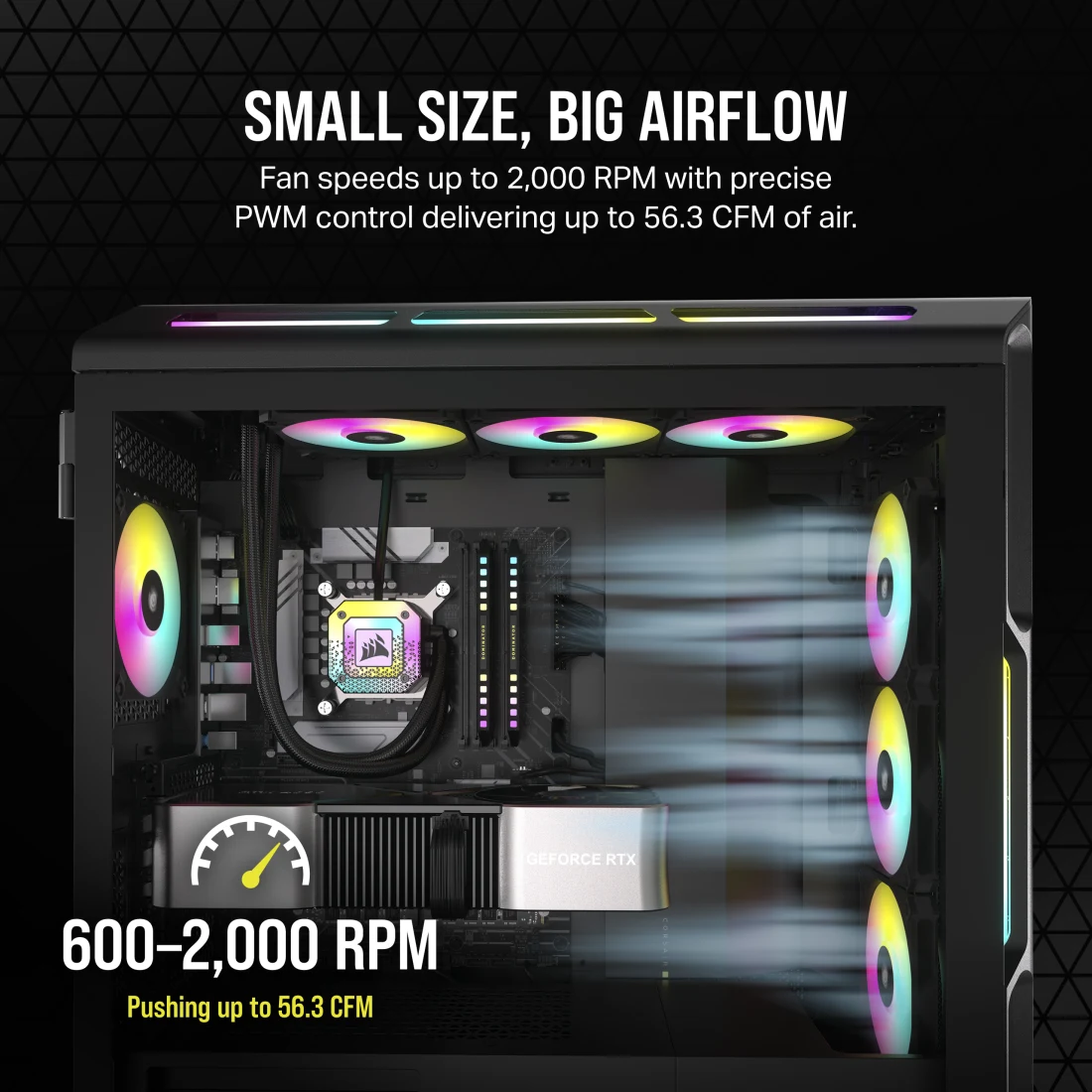 iCUE AF120 RGB SLIM 120mm PWM Fluid Dynamic Bearing Fan — Black Twin Pack