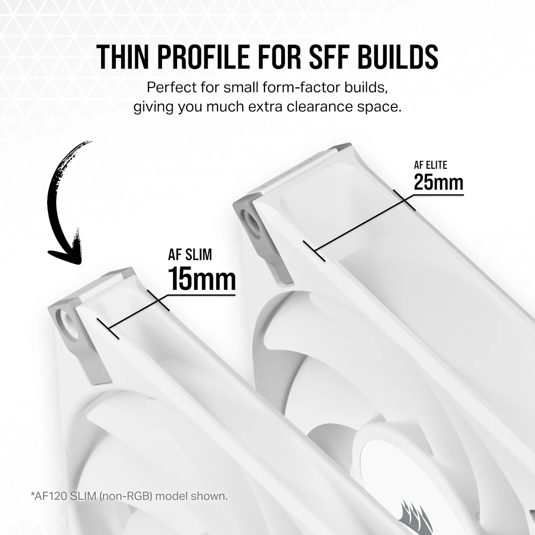 iCUE AF120 RGB SLIM 120mm PWM Fluid Dynamic Bearing Fan — White Twin Pack