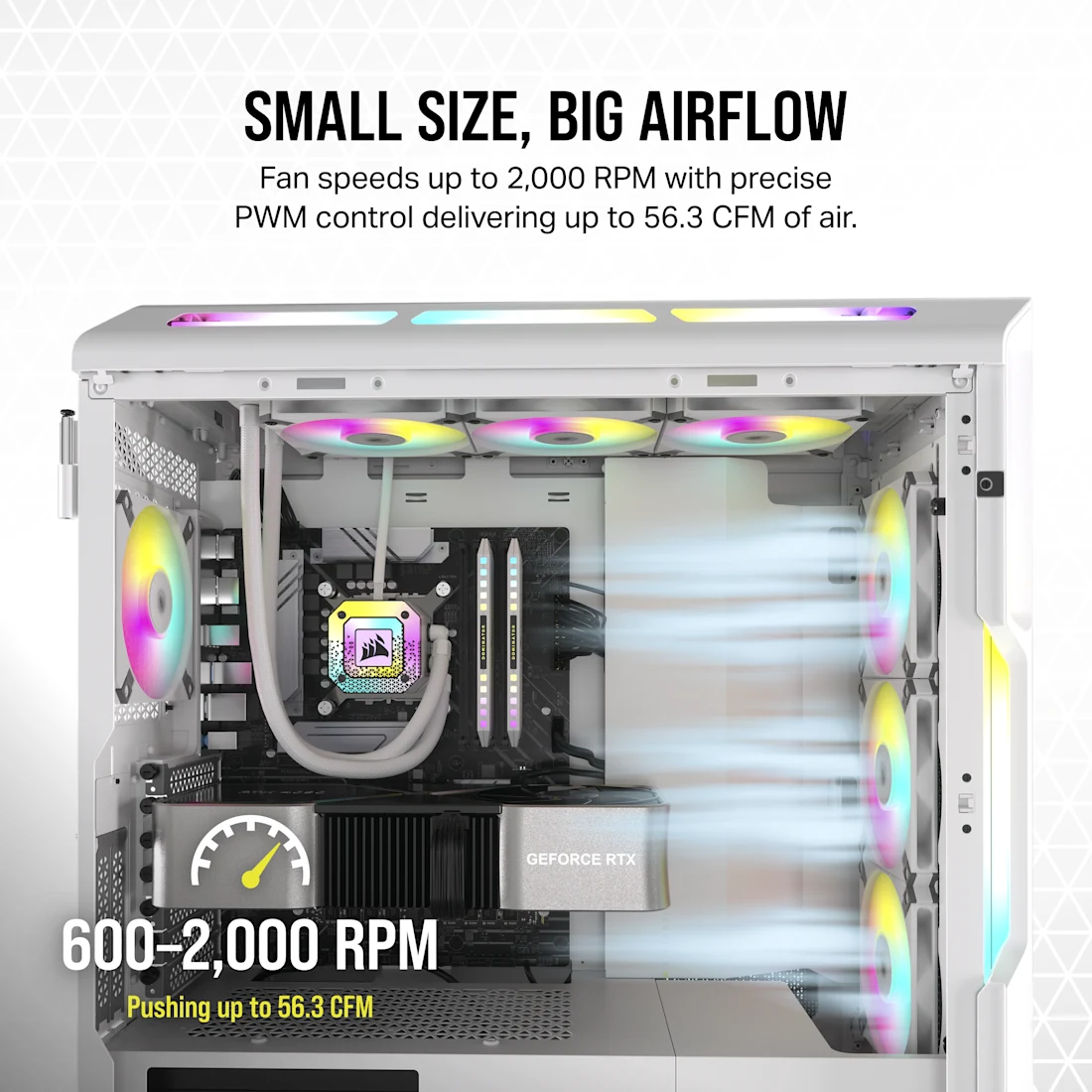 iCUE AF120 RGB SLIM 120mm PWM Fluid Dynamic Bearing Fan — White Twin Pack