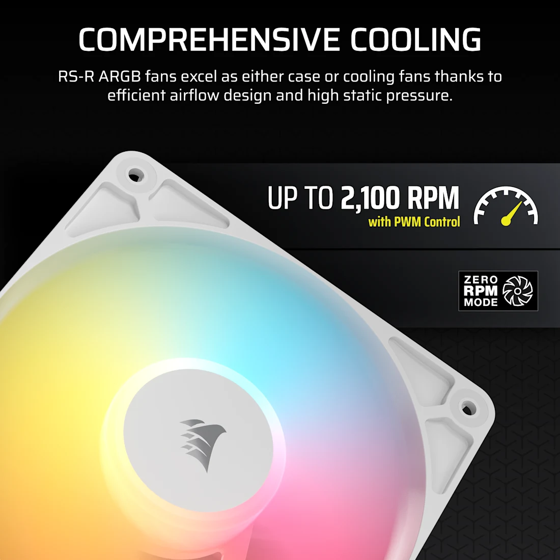RS120-R ARGB 120mm PWM Reverse Fans Triple Pack - White