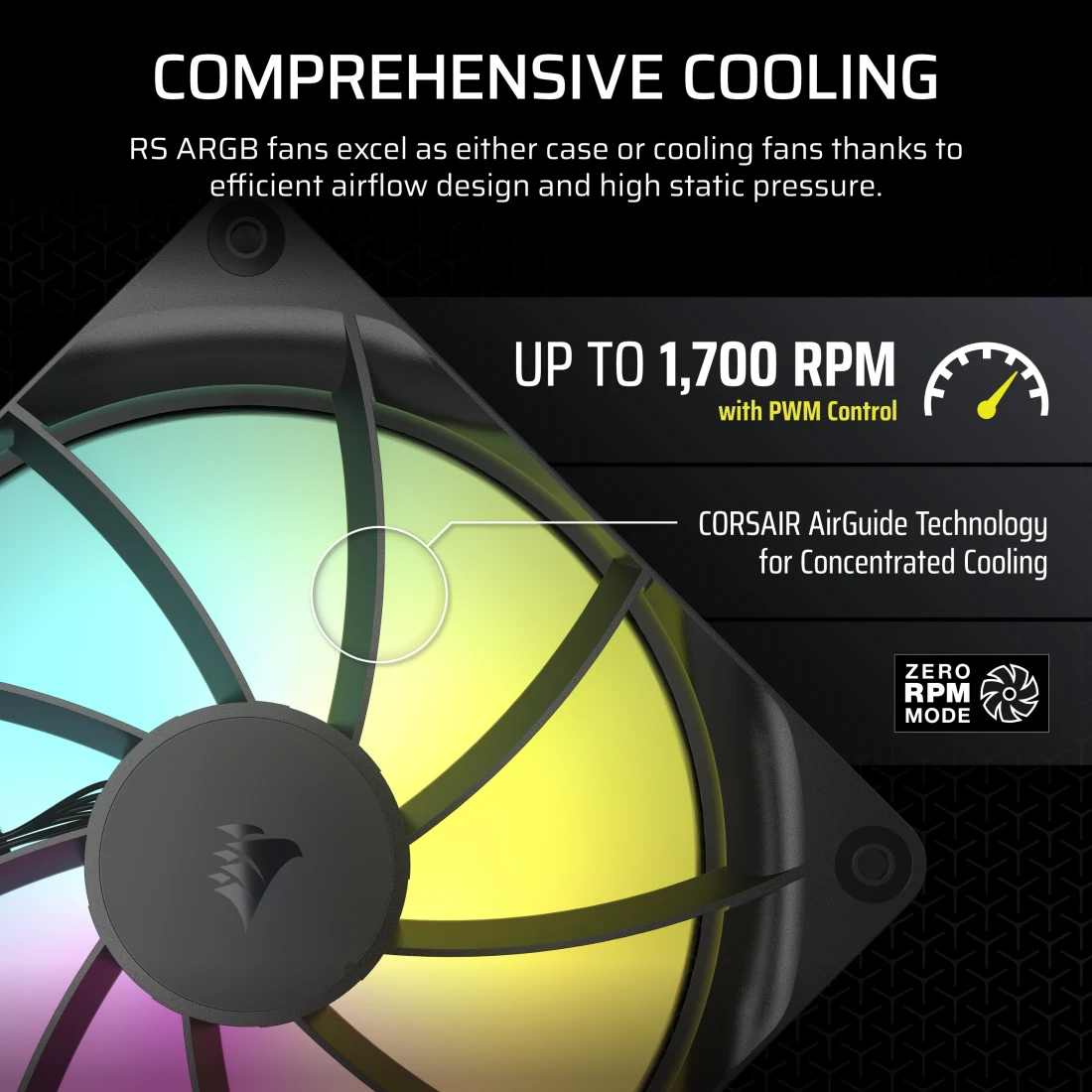 Corsair Fan RS140 ARGB, 140mm ARGB Fan PWM, Single Pack - Black 2 RS140 ARGB BLK SNGL 05