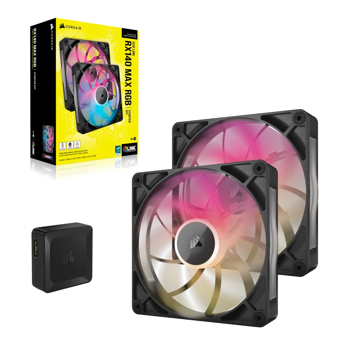 iCUE LINK RX140 MAX RGB 140mm PWM Thick Fans Starter Kit - Thumbnail 2