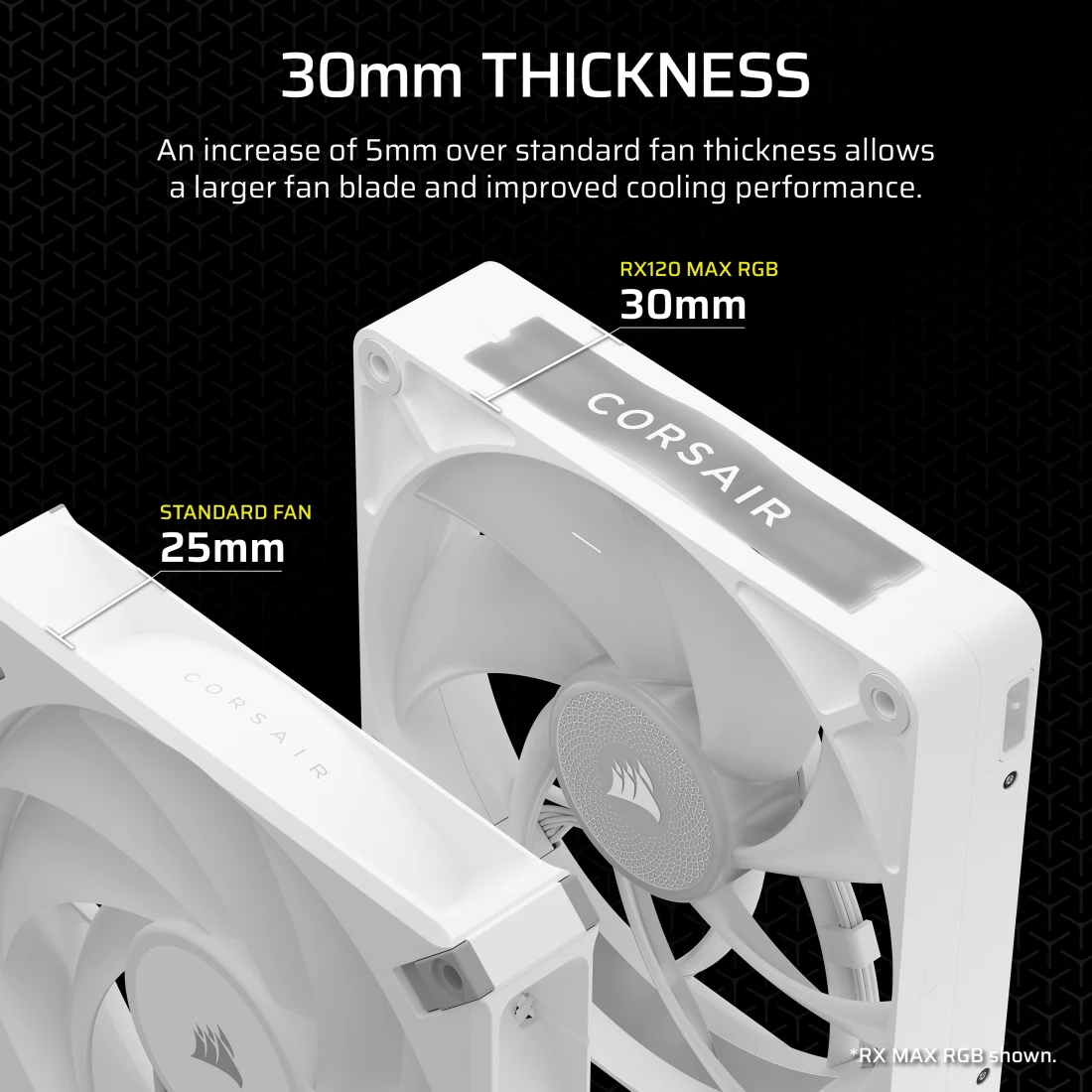 iCUE LINK RX120 MAX RGB 120mm PWM Thick Fan Expansion - White - Thumbnail 5