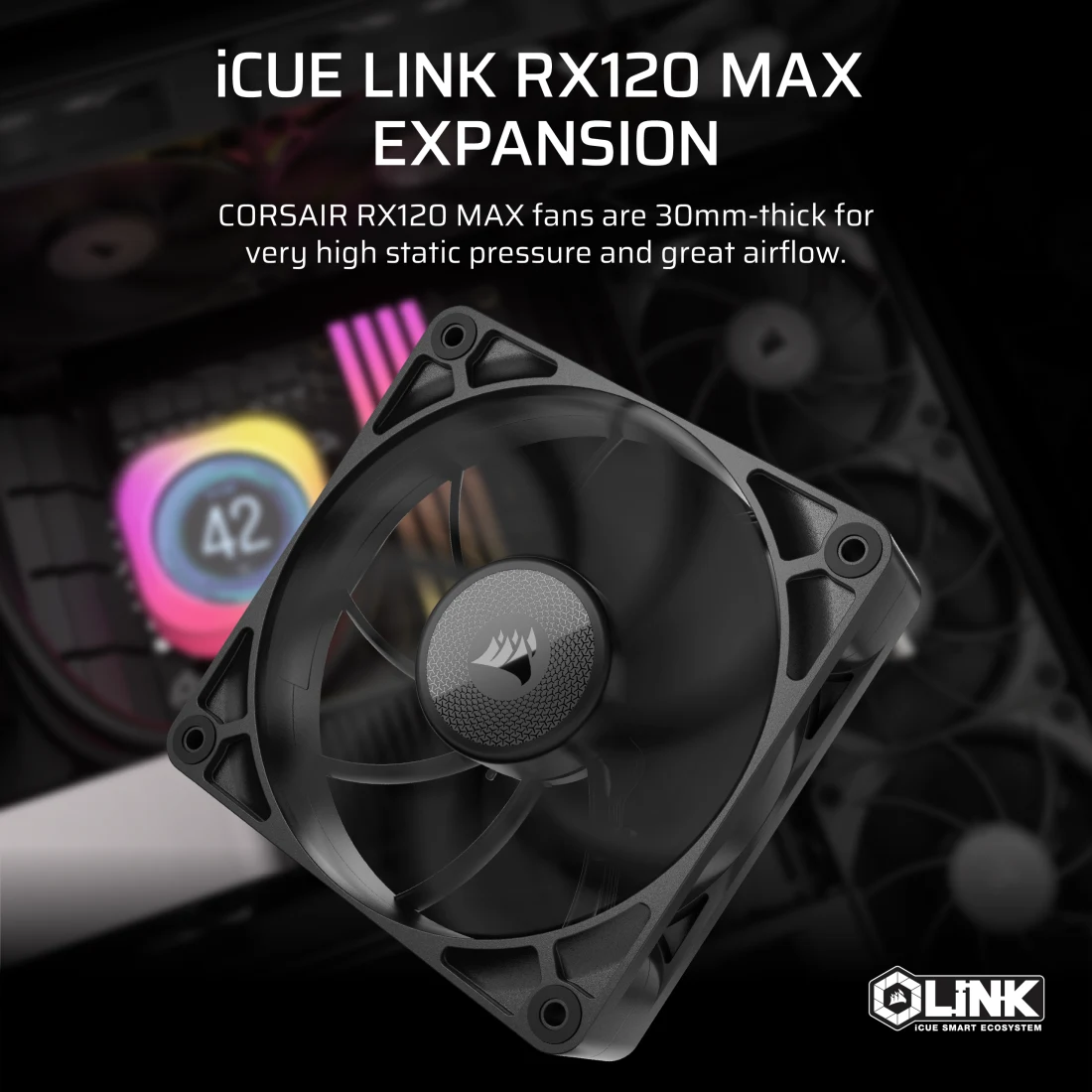 iCUE LINK RX120 MAX 120mm PWM Thick Fan Expansion