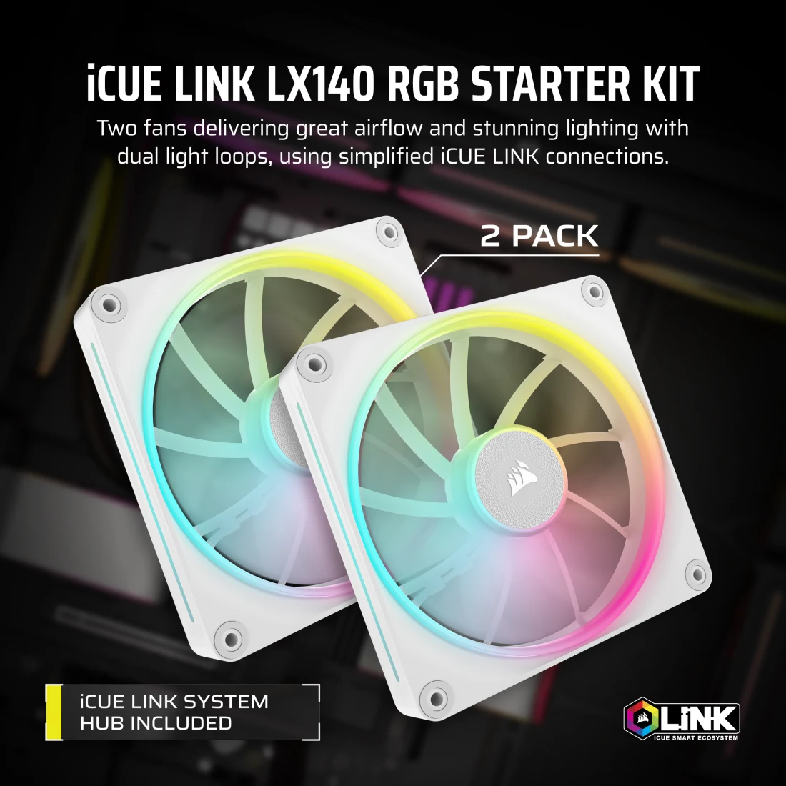 iCUE LINK LX140 RGB 140mm PWM Fans Starter Kit - Thumbnail 5