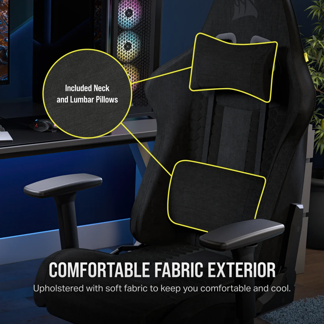 TC100 RELAXED Gaming Chair - Fabric Black/Black