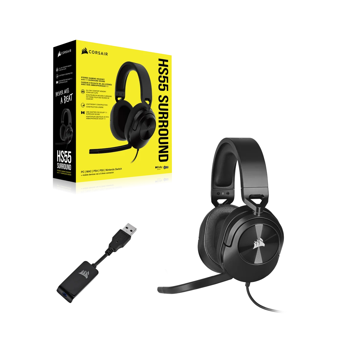 Audífono Gaming Corsair HS55 Carbon