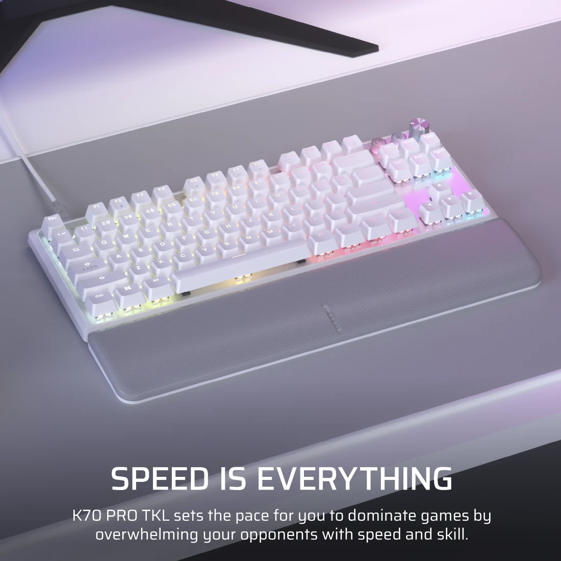 K70 PRO TKL High-Performance Hall Effect Programmable Gaming Keyboard with Rapid Trigger - White מקלדת גיימינג מכנית K70 PRO TKL מבית Corsair