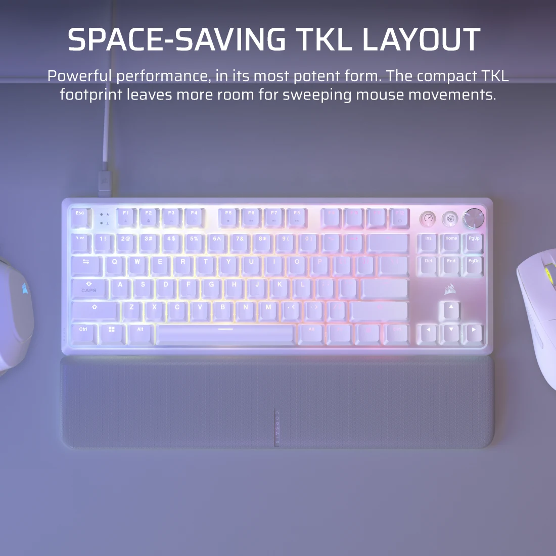 K70 PRO TKL High-Performance Hall Effect Programmable Gaming Keyboard with Rapid Trigger - White מקלדת גיימינג מכנית K70 PRO TKL מבית Corsair