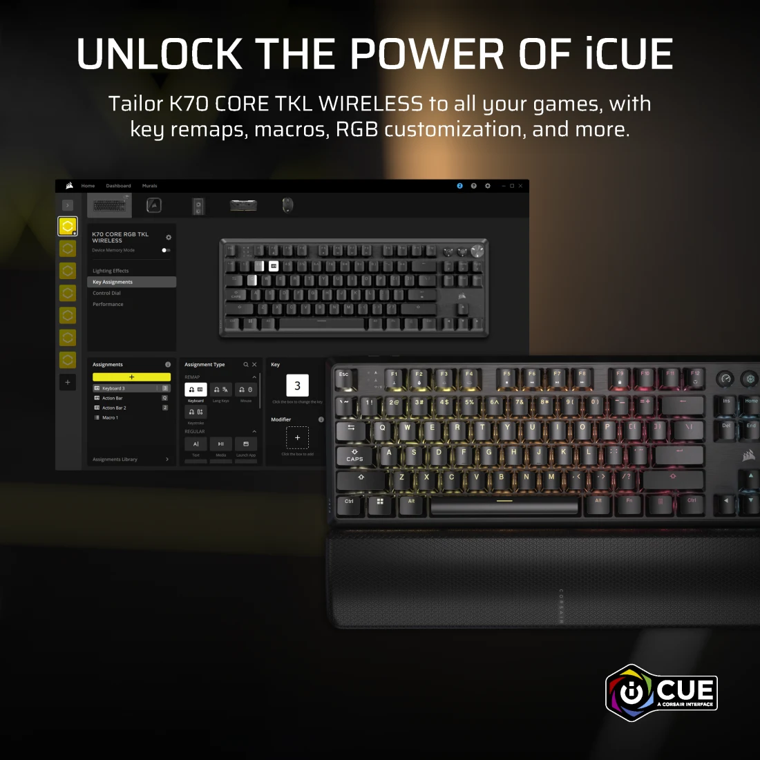 K70 CORE TKL WIRELESS RGB Mechanical Gaming Keyboard