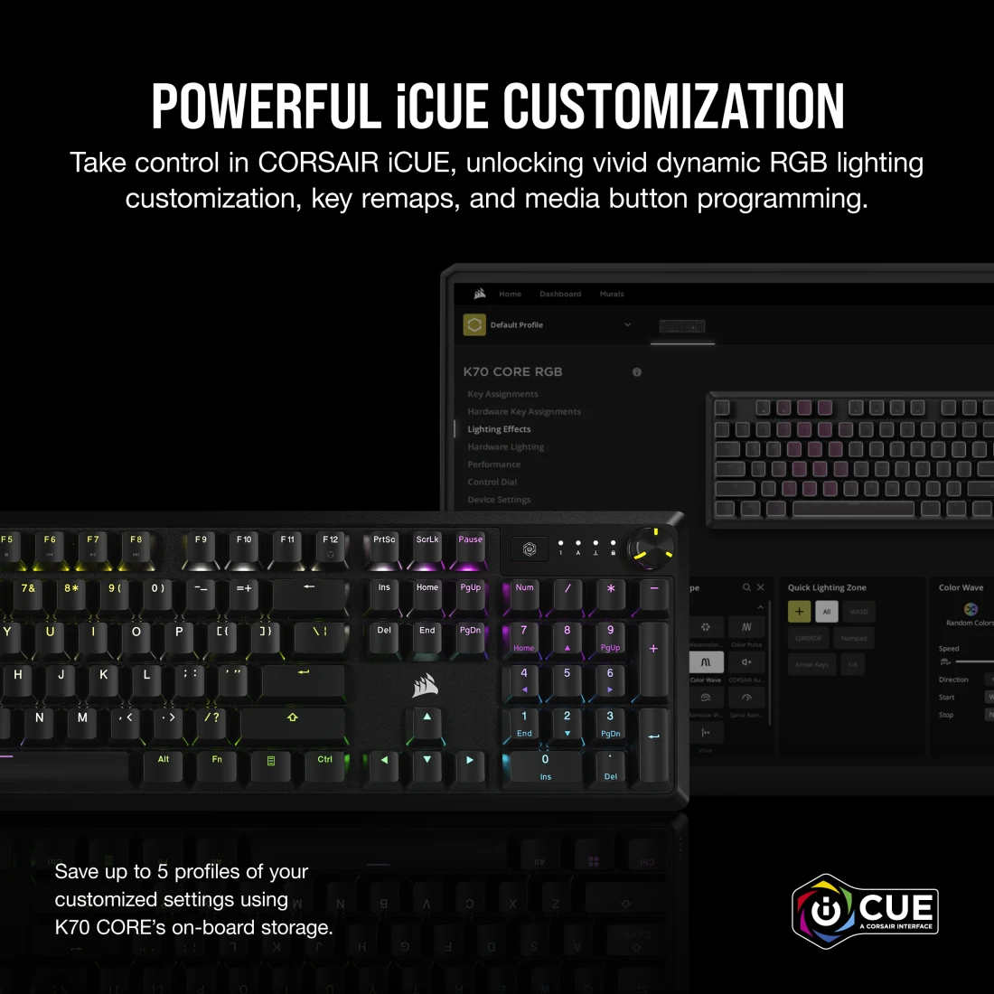 K70 CORE RGB Mechanical Gaming Keyboard — Black - Thumbnail 5