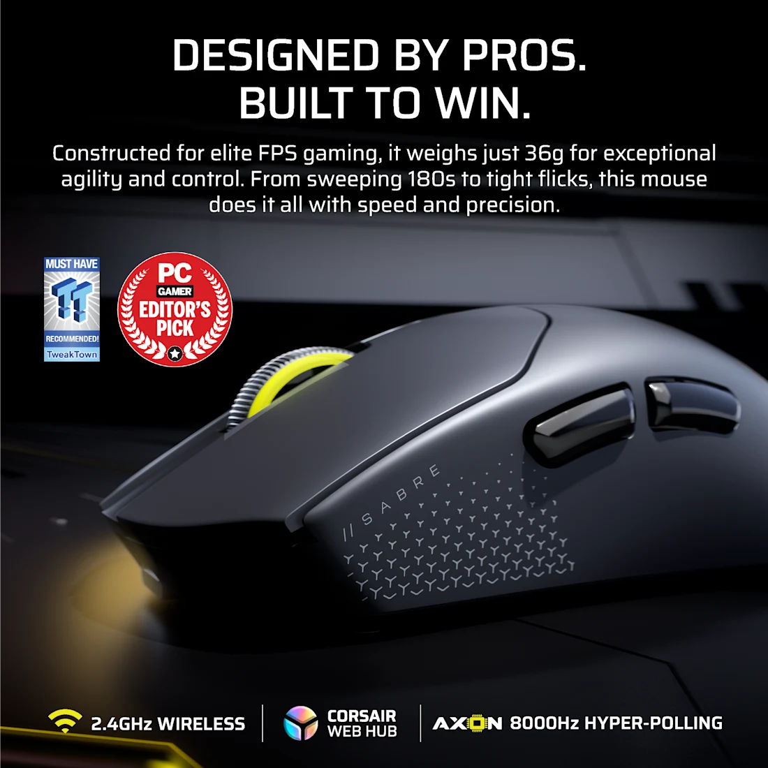 CORSAIR SABRE v2 PRO ULTRALIGHT WIRELESS gaming mouse