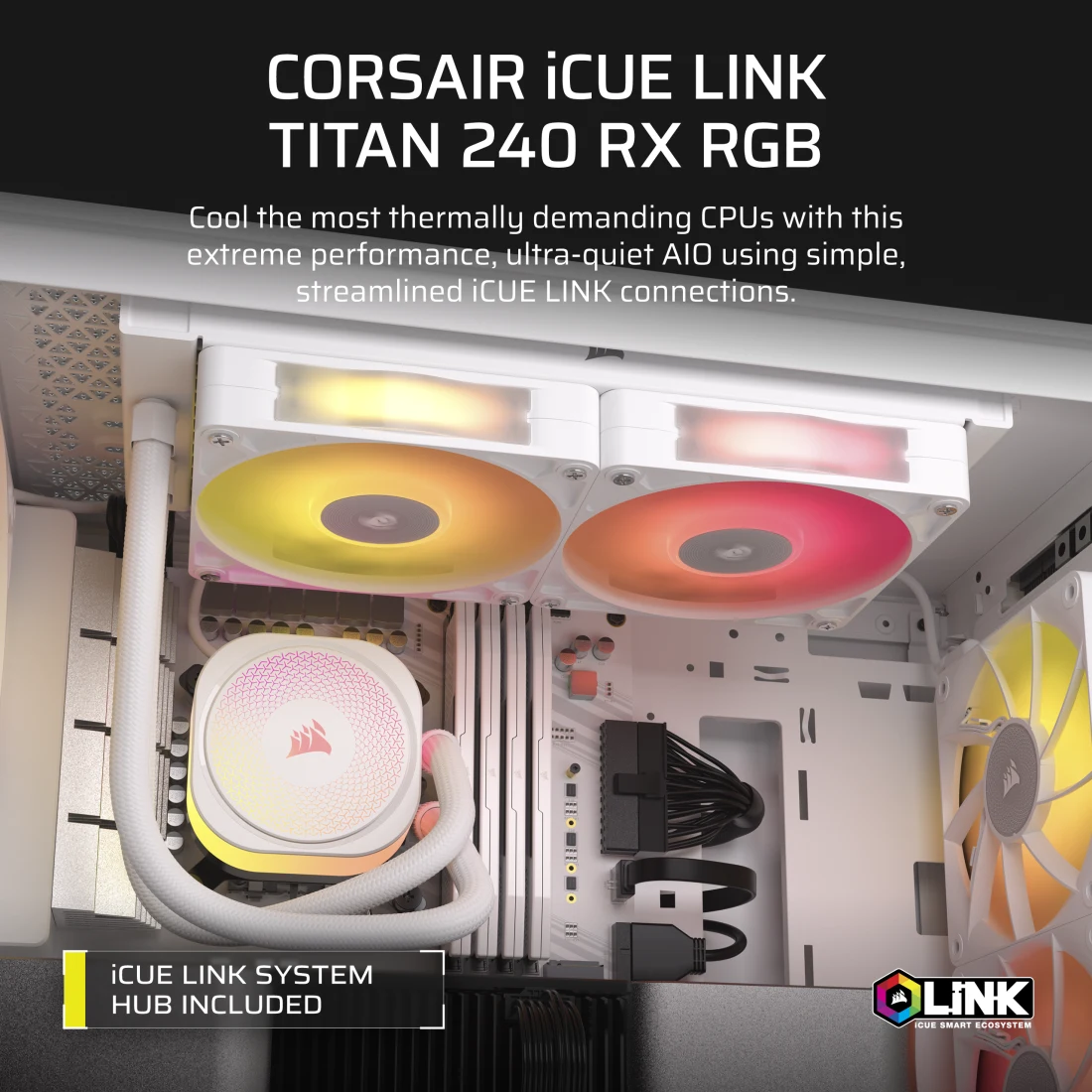 iCUE LINK TITAN 240 RX RGB AIO Liquid CPU Cooler - White