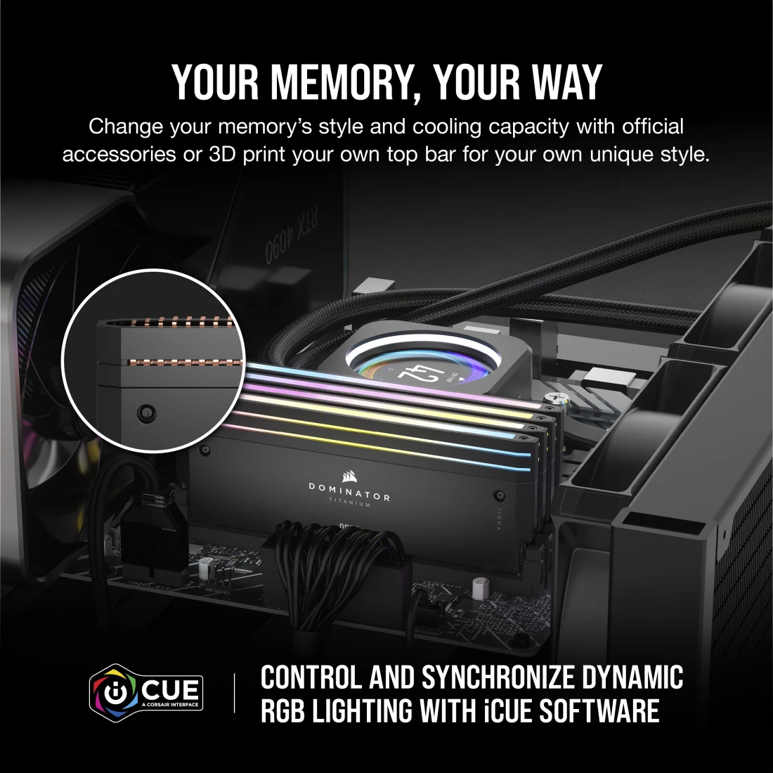 DOMINATOR® TITANIUM RGB 96GB (2x48GB) DDR5 DRAM 6400MT/s CL32 Intel XMP Memory Kit — Black